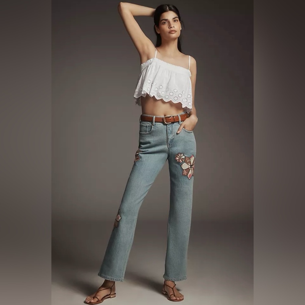 Anthropologie Pilcro Baggy Boyfriend High Rise Quilted Jeans  NWT